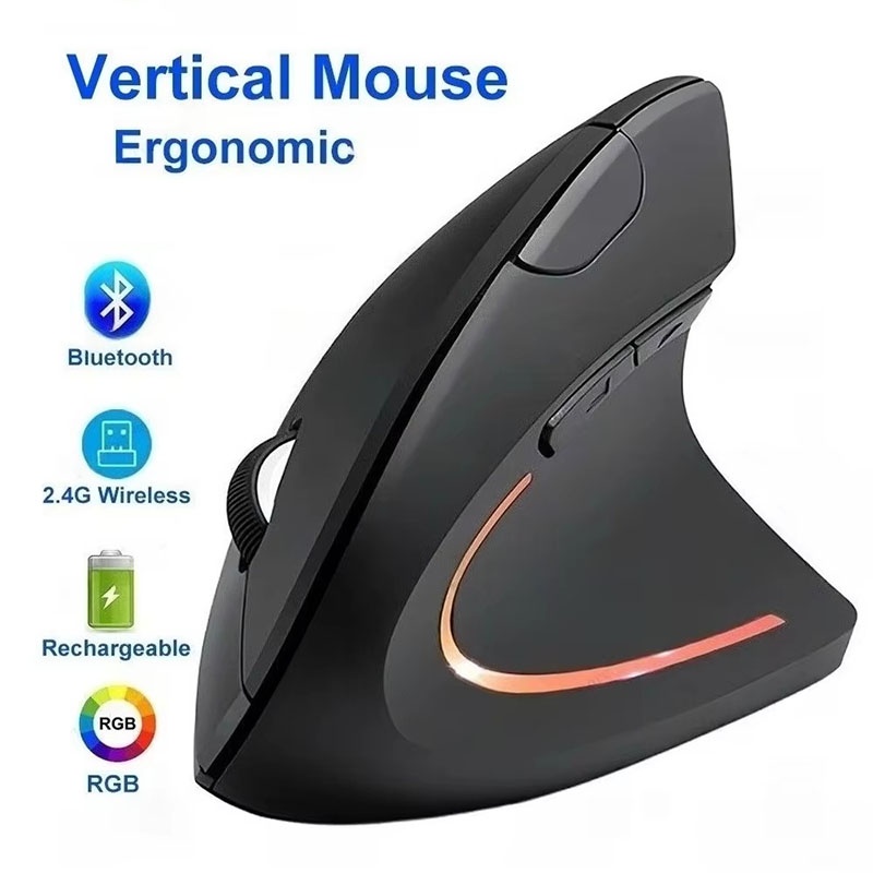Gaming Setup Desk - Ergonomically Compliant Vertical Mouse 2.4GHz Bluetooth