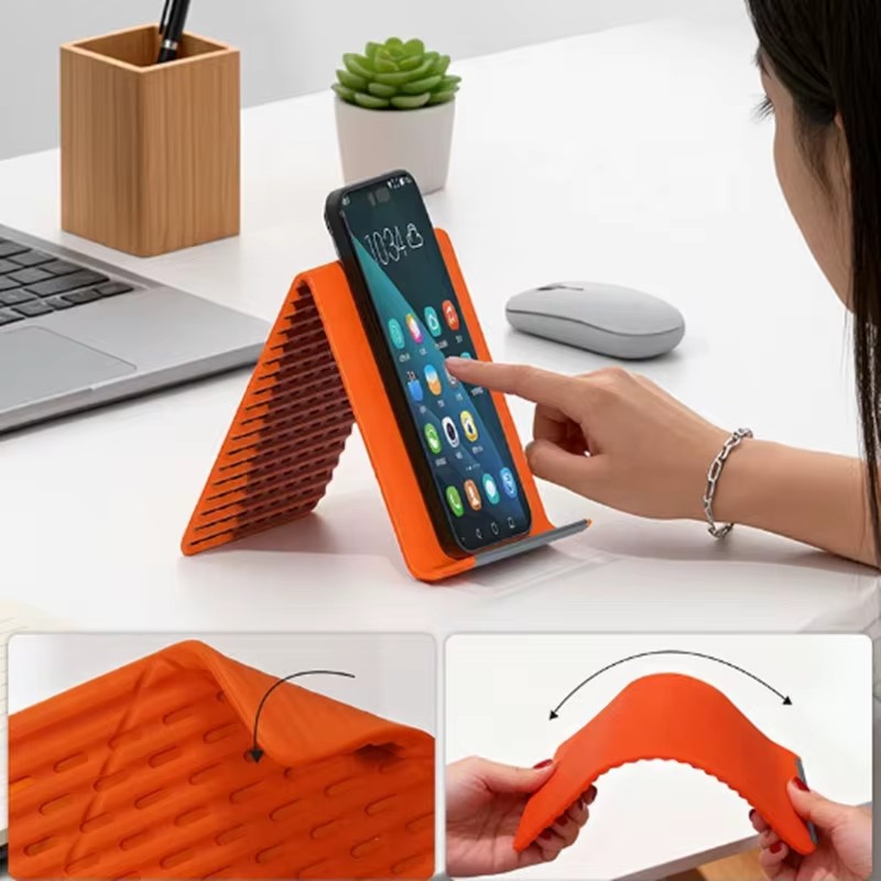Desk Setup Home Office - Flexible Foldable Silicone Phone Holder Portable