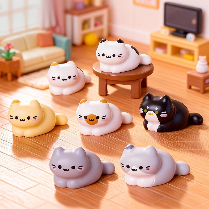 Desk Setup Nature - 8PCS Cute Cat Miniature Figurines DIY
