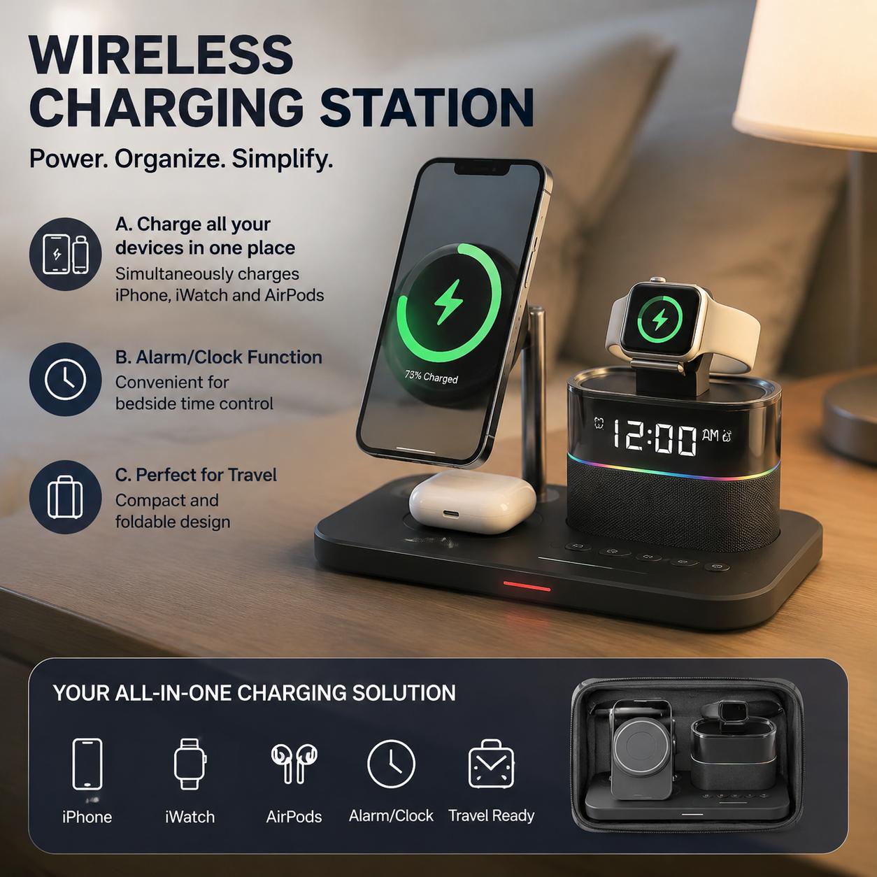 Magnetic Wireless Charging Sta - Desk Setup Home Office recension och pris