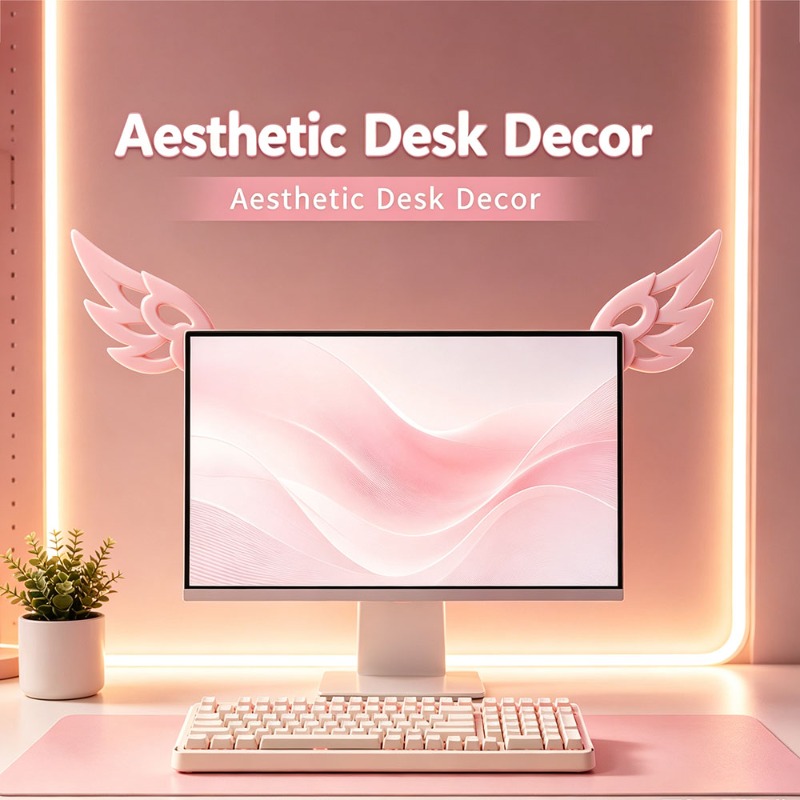 Kawaii 3D Wing Decor for Compu - Desk Setup Pegboard recension och pris