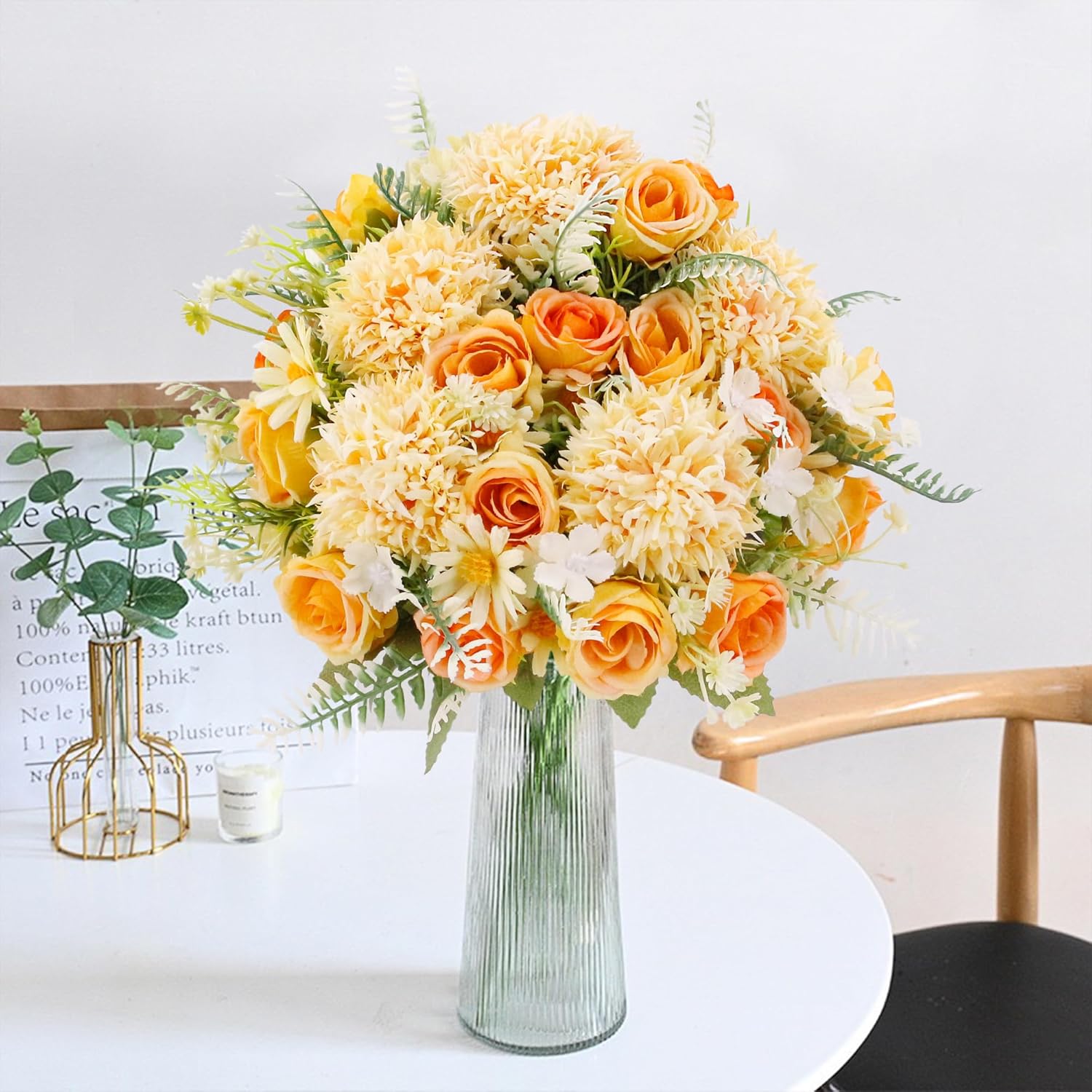 Artificial Flower Rose Chrysan - Desk Setup Computer recension och pris