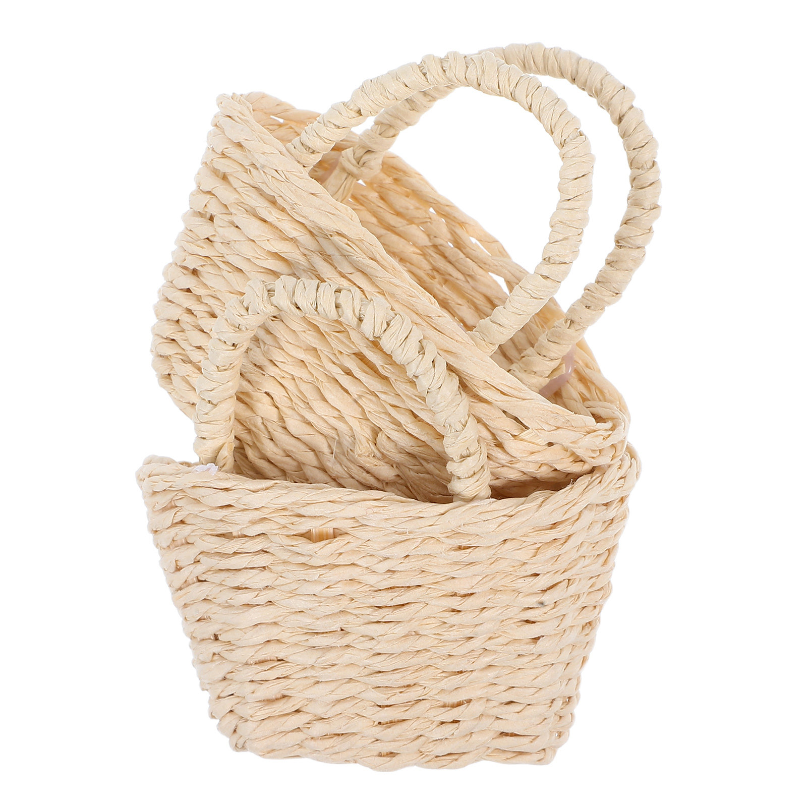 2Pcs Mini Raffia Handle Basket - Desk Setup Diy recension och pris