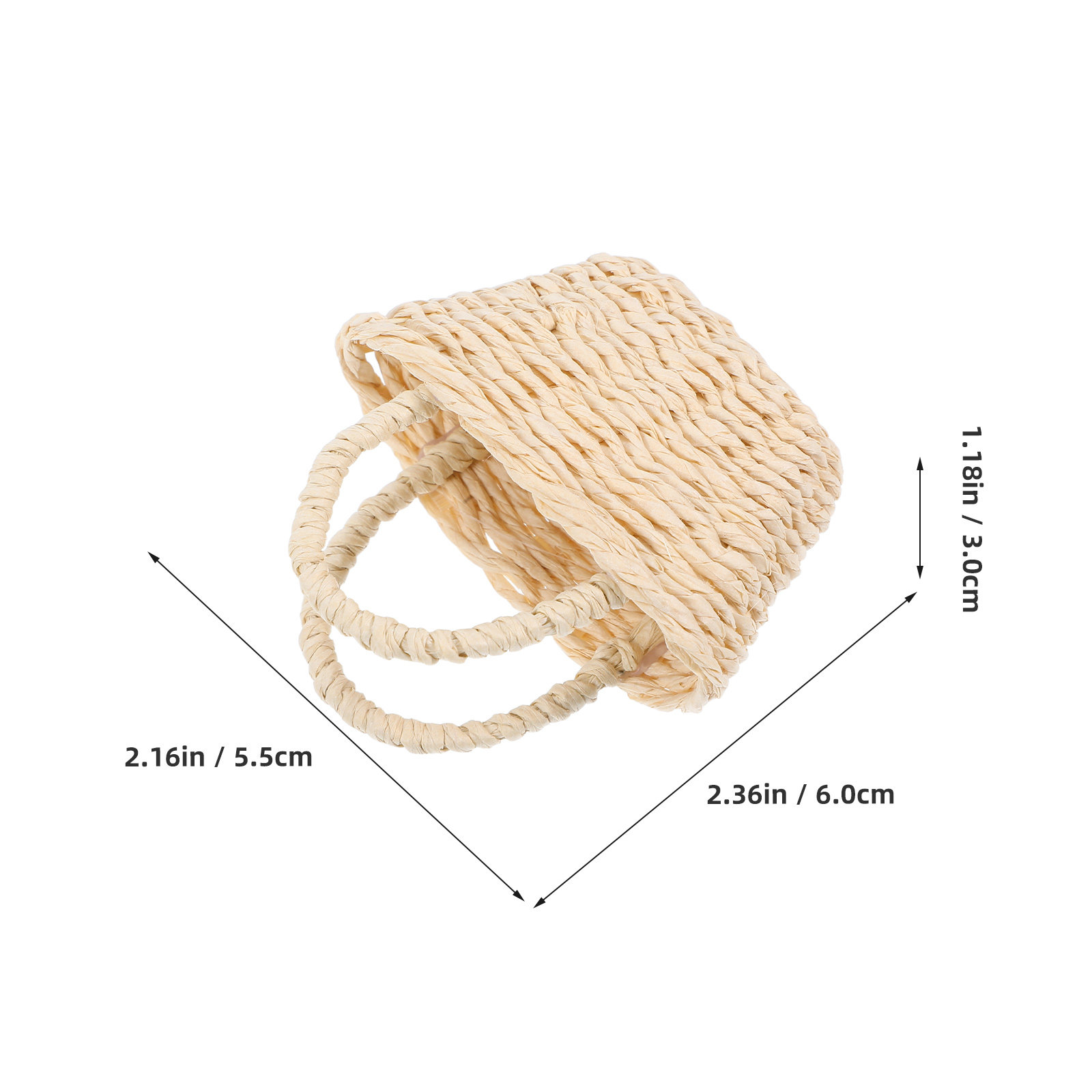 2Pcs Mini Raffia Handle Basket - Desk Setup Diy recension och pris
