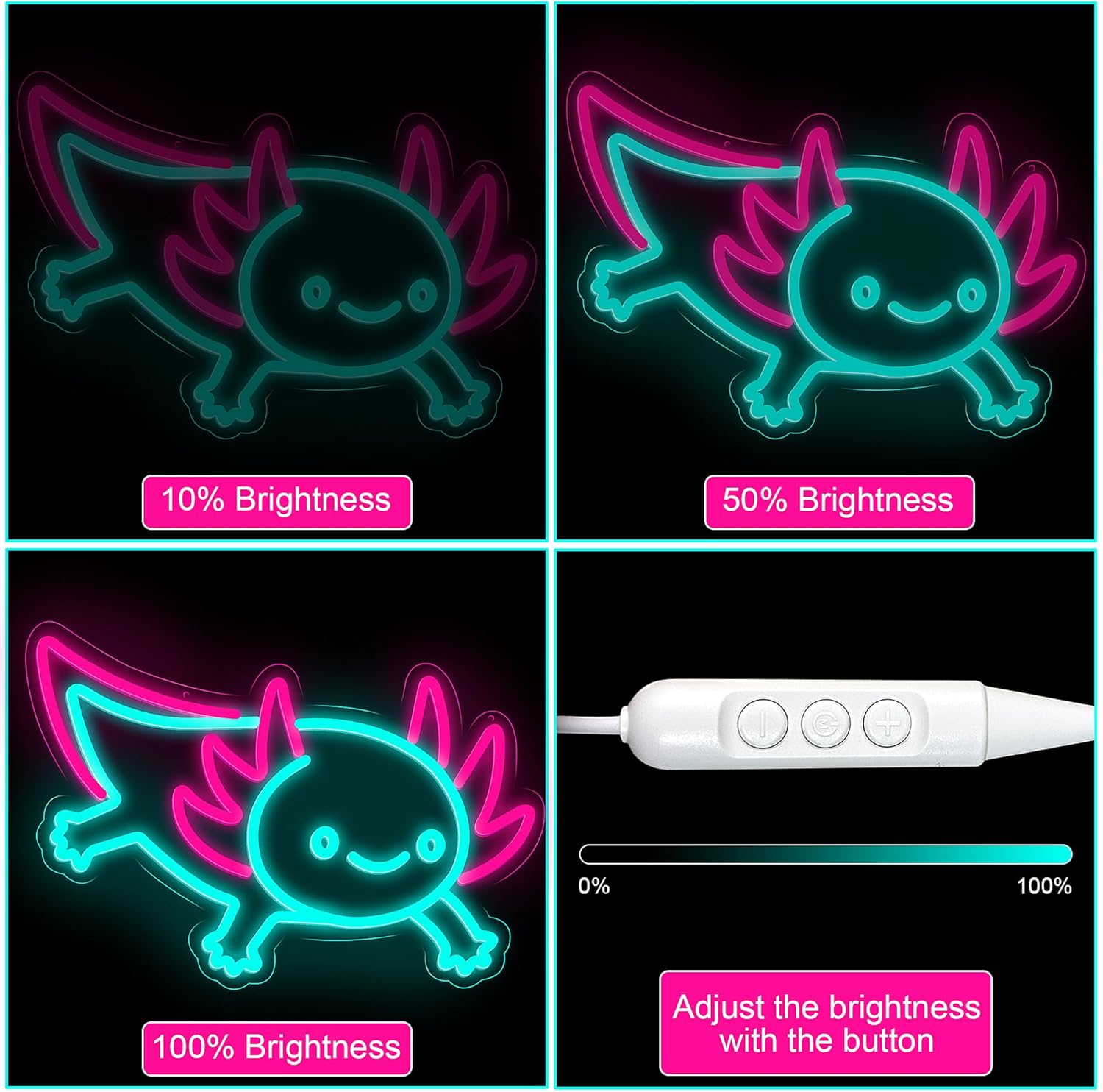 Axolotl Dragon Neon Sign Dimma - Desk Setup Studio recension och pris