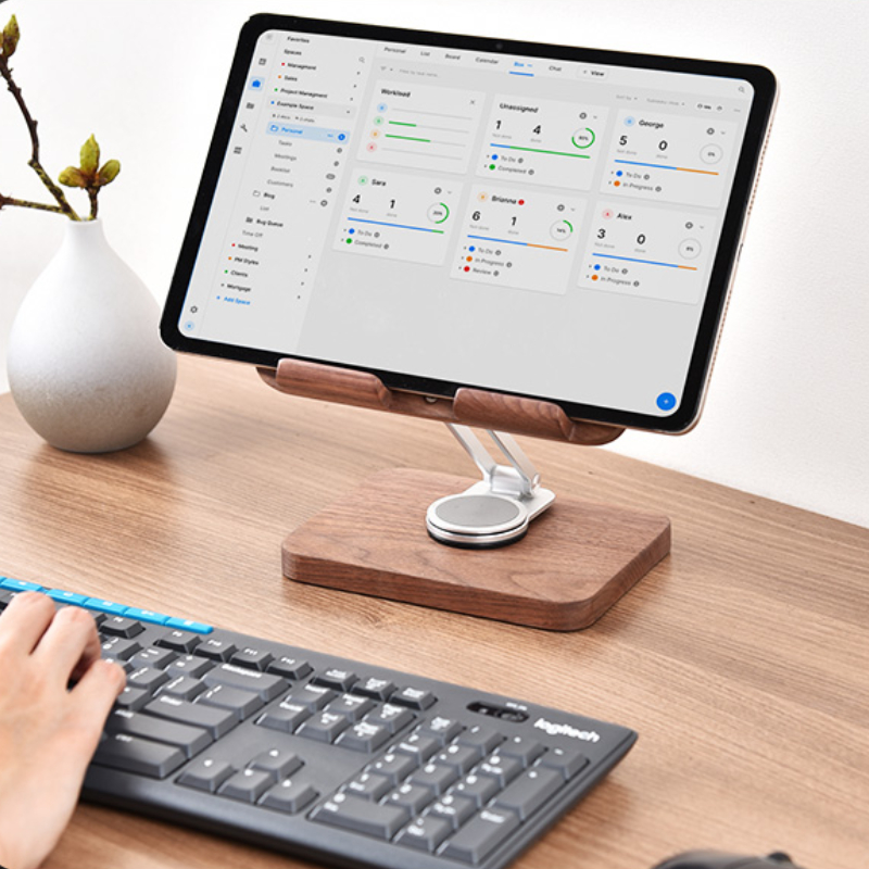 Black Walnut iPad Stand with 3 - Desk Setup Living Room recension och pris