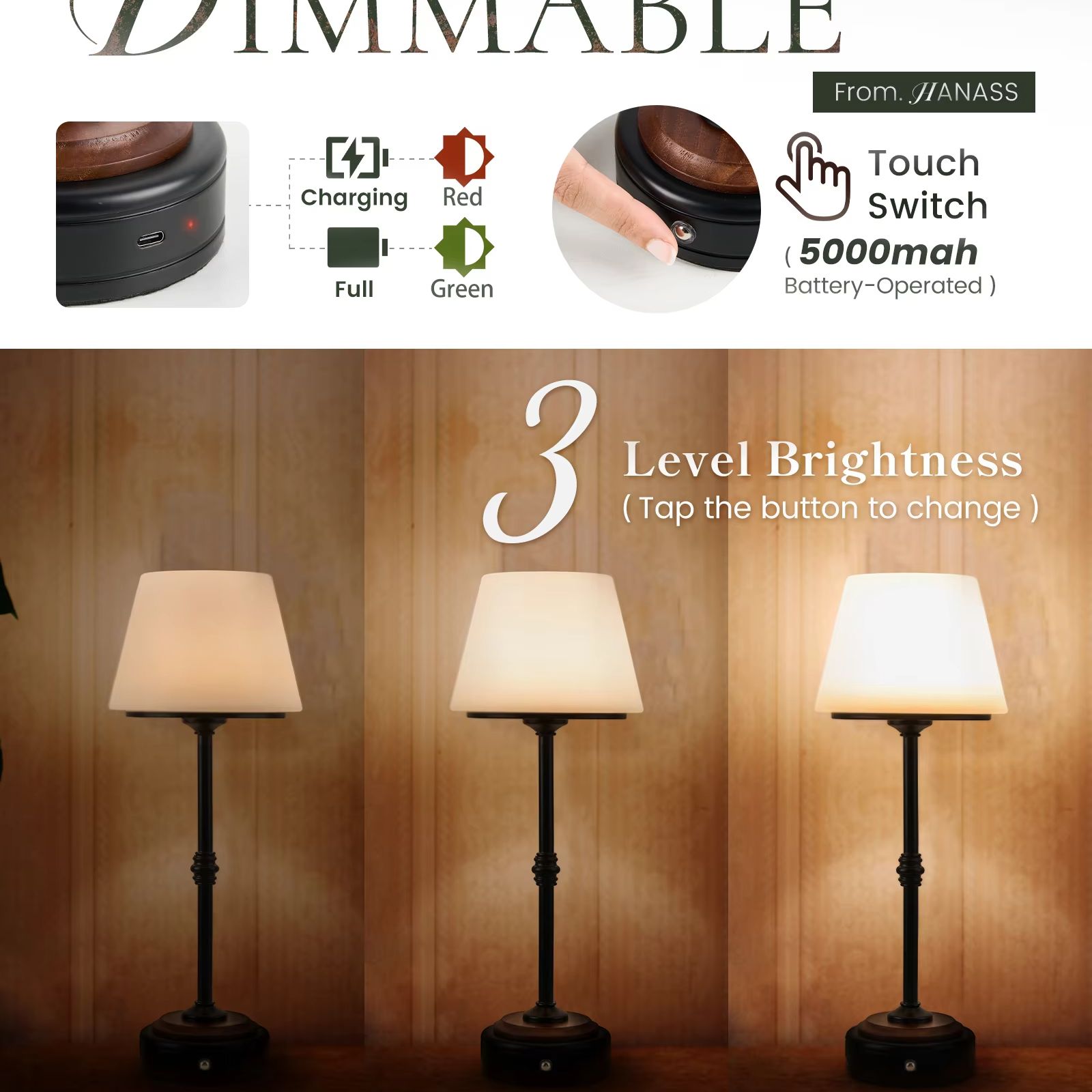 Cordless Table Lamps Set of  5 - Desk Setup Lamp recension och pris