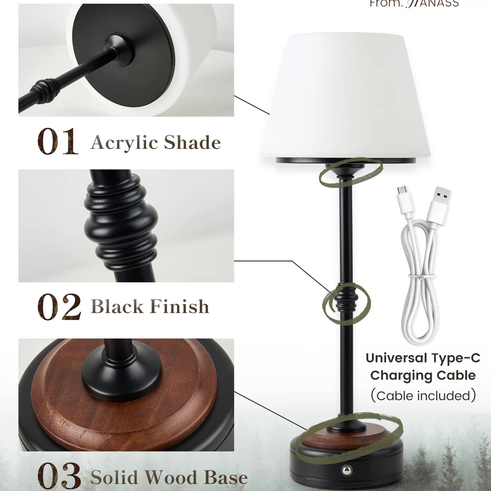 Cordless Table Lamps Set of  5 - Desk Setup Lamp recension och pris