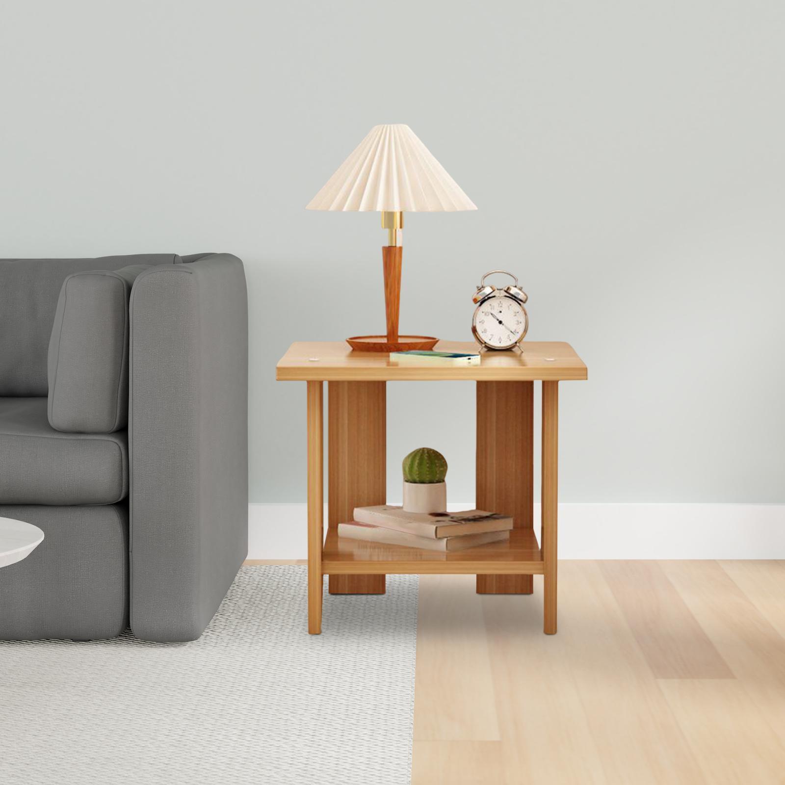 Wooden Double Layers Side Tabl - Desk Setup Notebook recension och pris