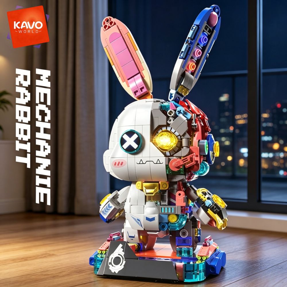 KAVOWORLD 1377PCS Robot Rabbit - Desk Setup Diy recension och pris