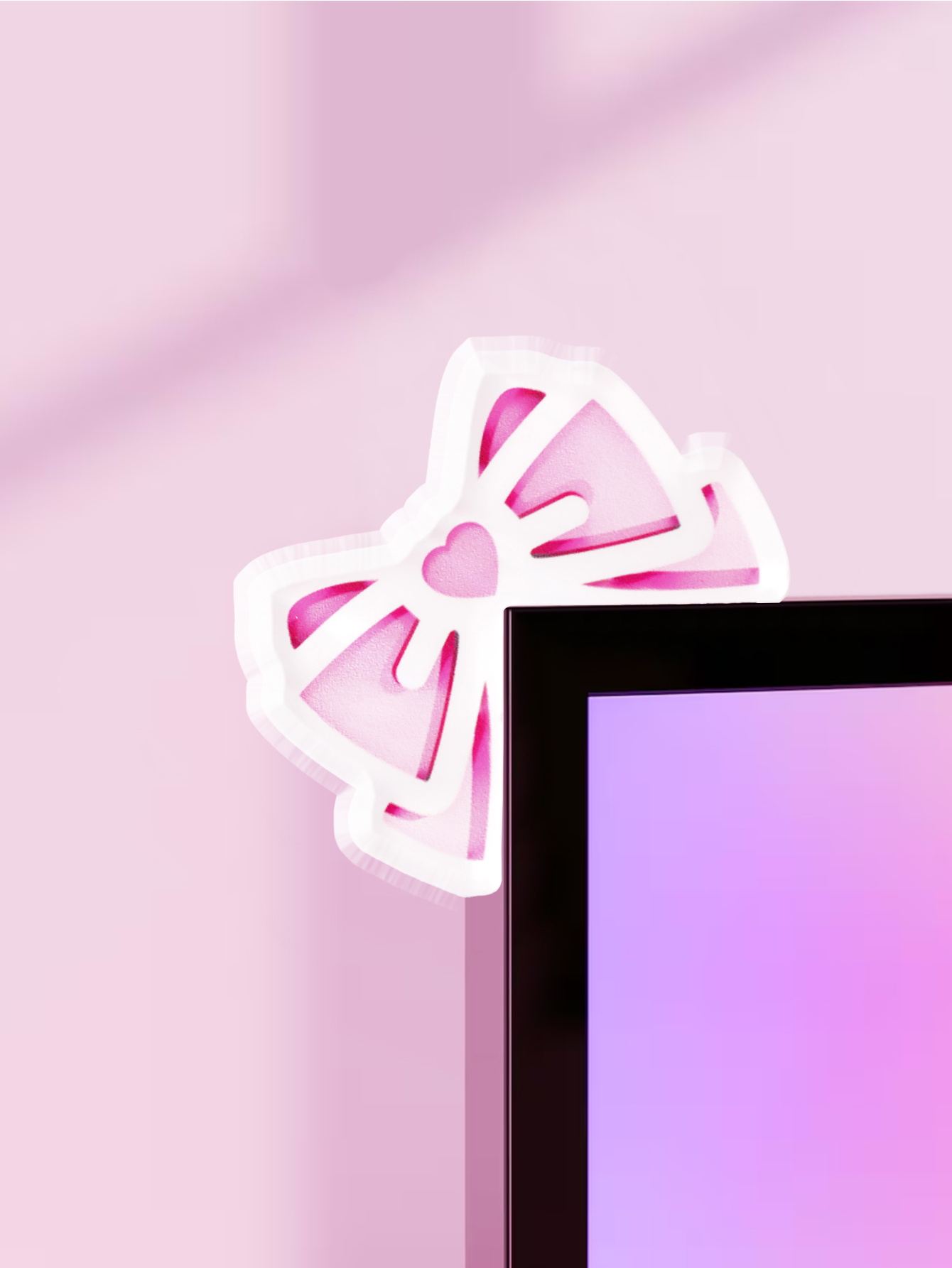 Kawaii Bow Monitor Decor Pink  - Desk Setup Pegboard recension och pris